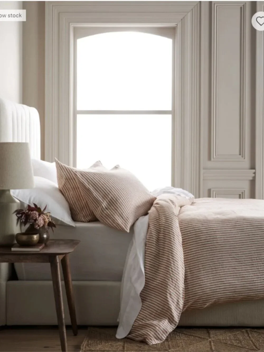 NWOT Quince European Linen Stripe Duvet Set Twin Terracotta White